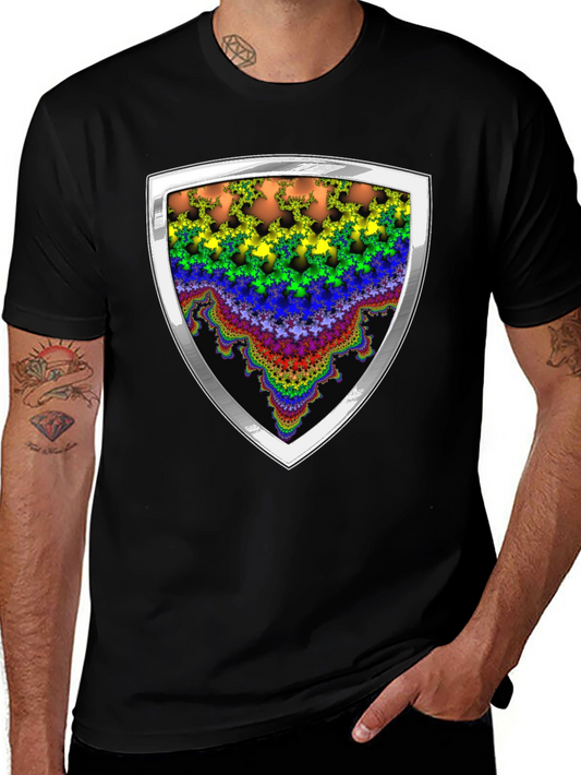 Fractal Shield Graphic Tee - Bold & Vibrant Design