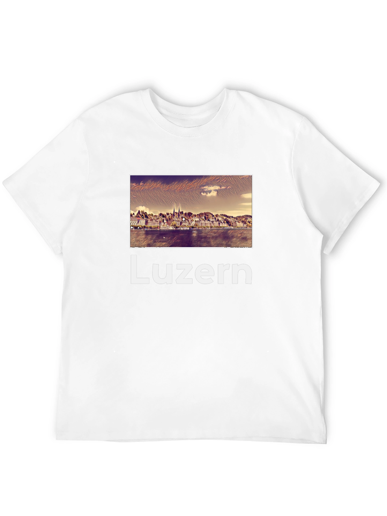 Luzern Cityscape Graphic Tee - Black Cotton T-Shirt