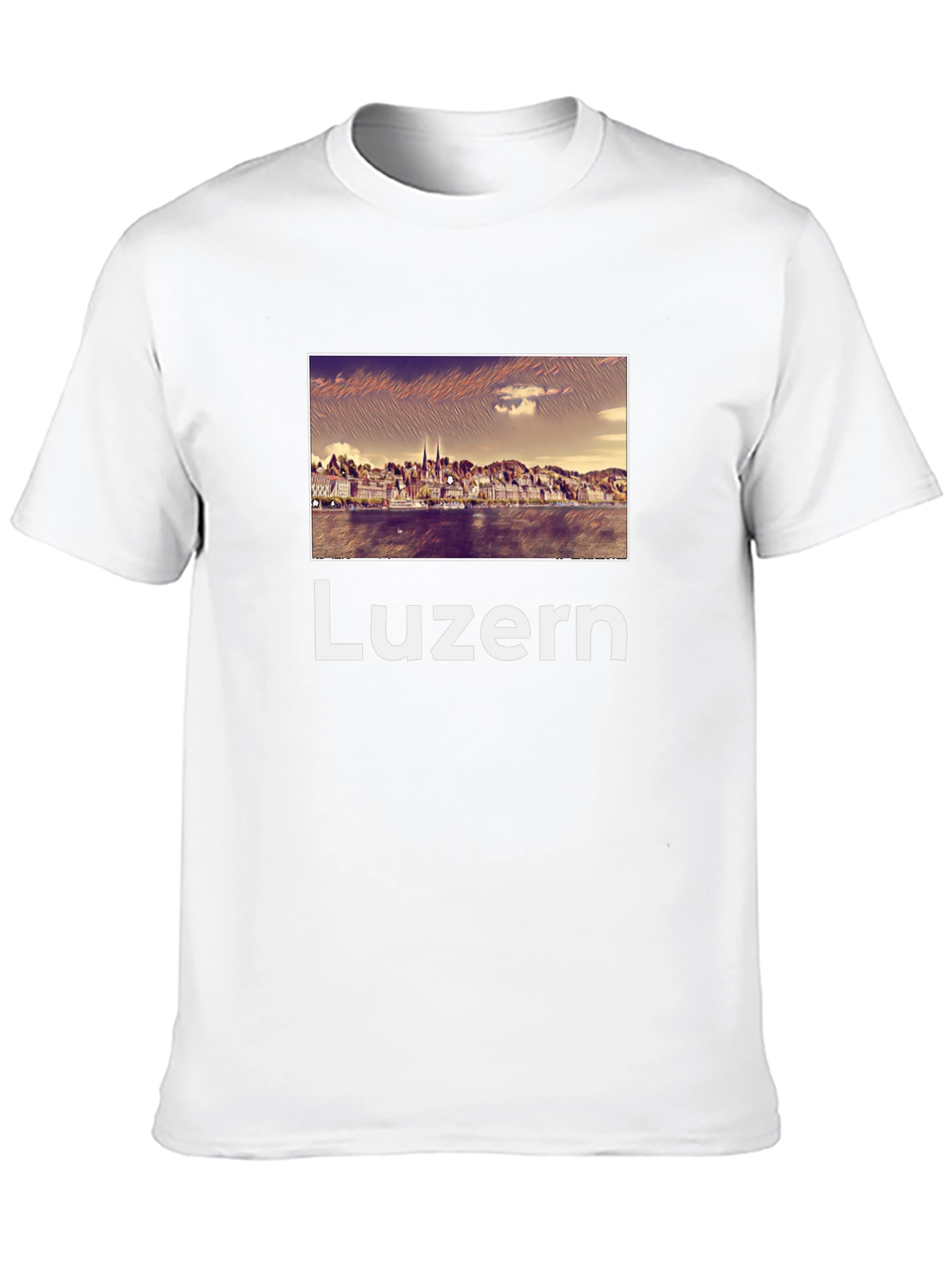 Luzern Cityscape Graphic Tee - Black Cotton T-Shirt