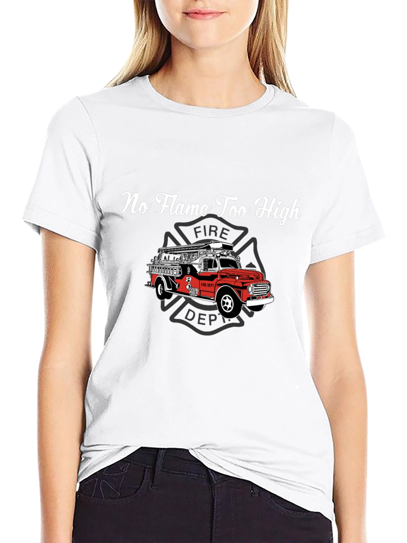 Firefighter Truck Graphic Tee - No Flame Too High