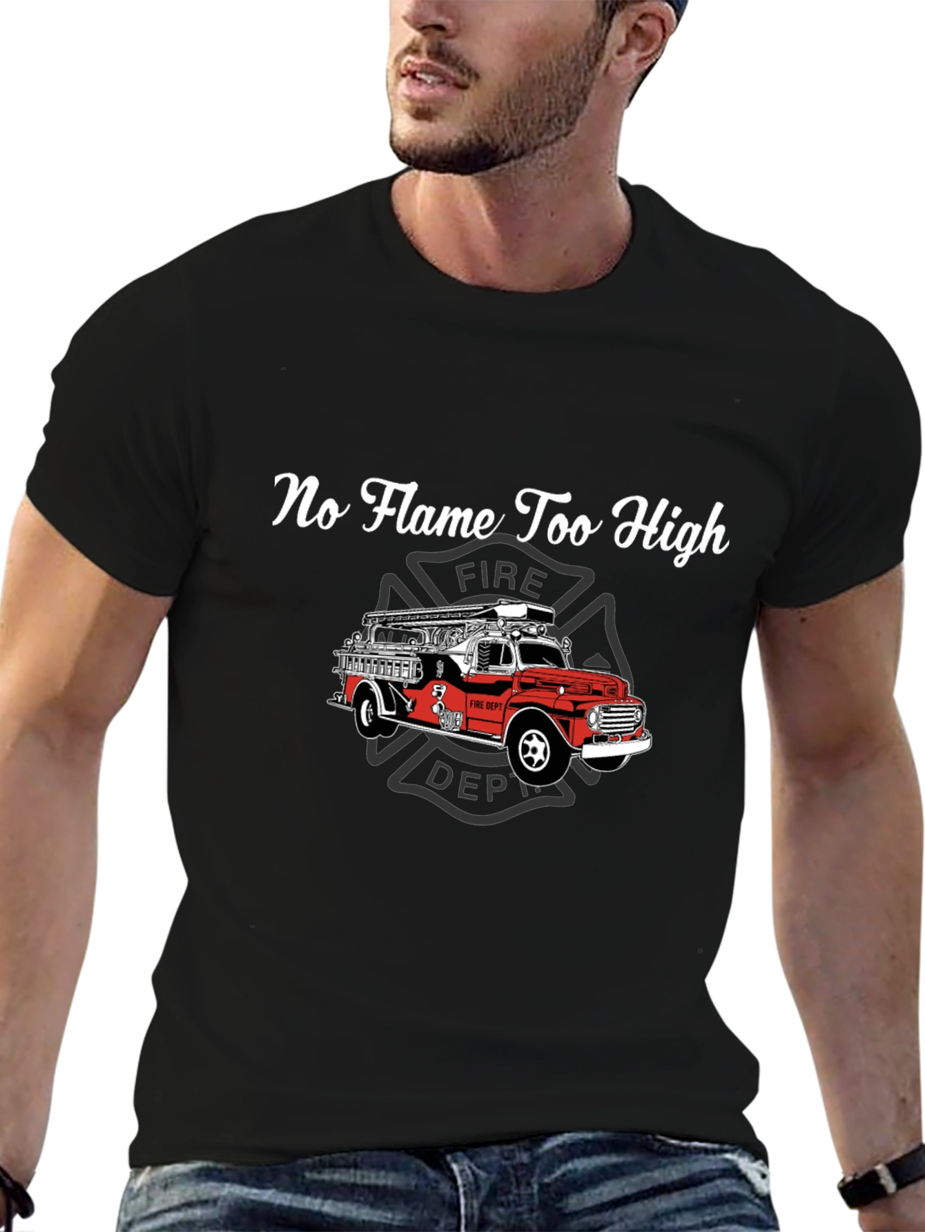 Firefighter Truck Graphic Tee - No Flame Too High