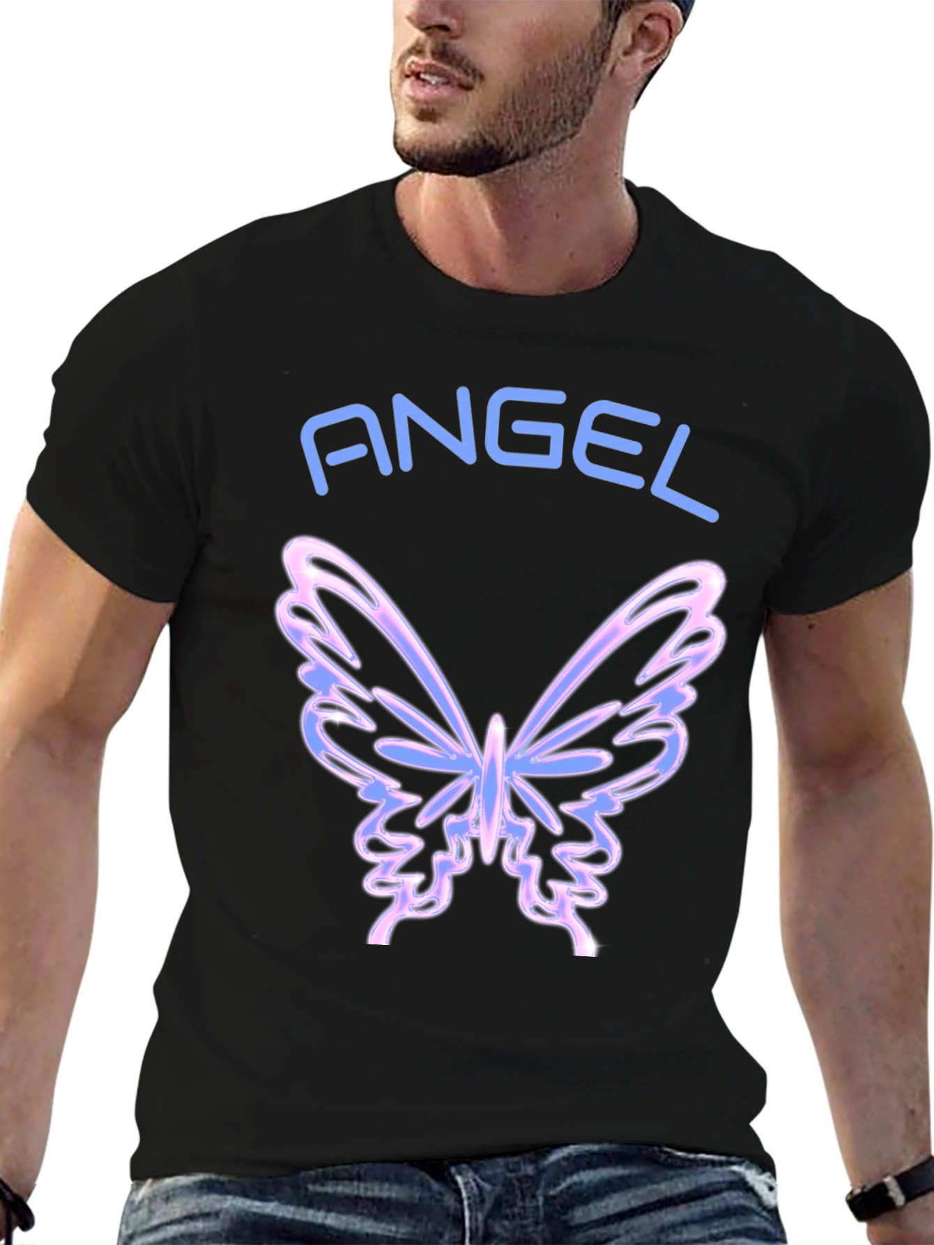 Angel Butterfly Graphic Tee - Black