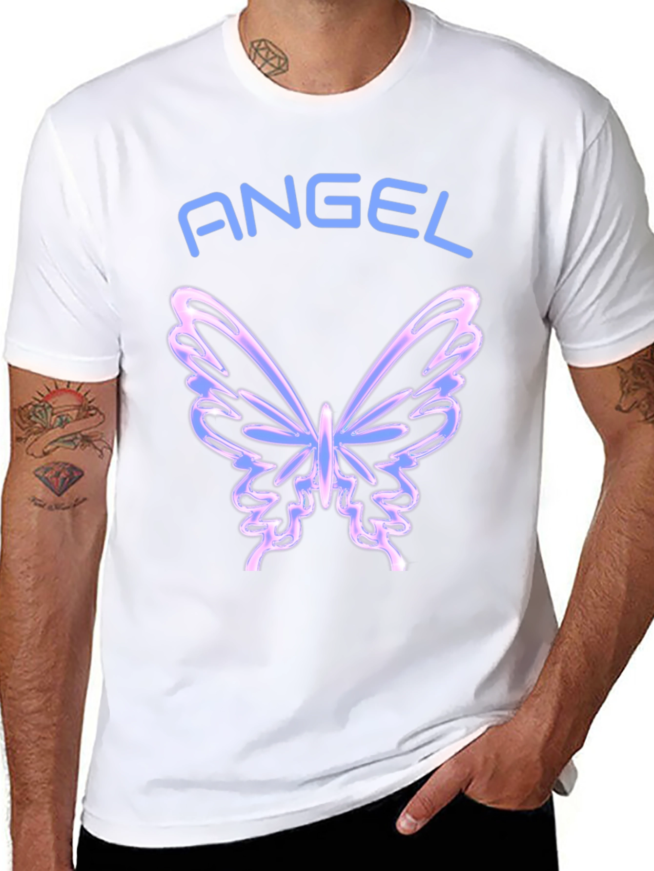 Angel Butterfly Graphic Tee - Black