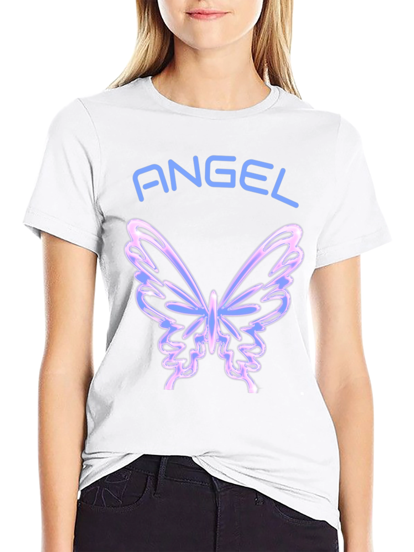 Angel Butterfly Graphic Tee - Black
