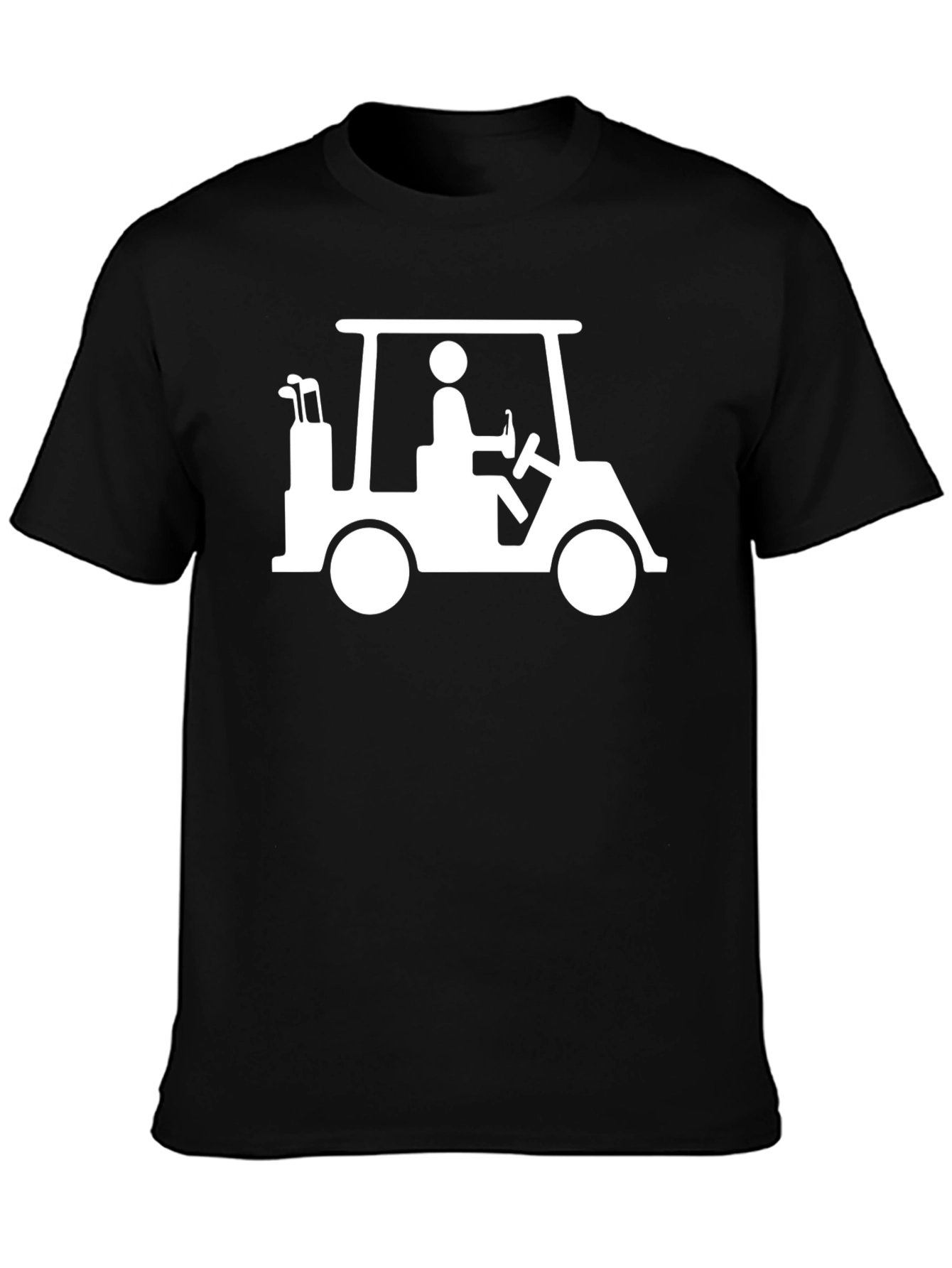Golf Cart Graphic Tee - Black Cotton T-Shirt