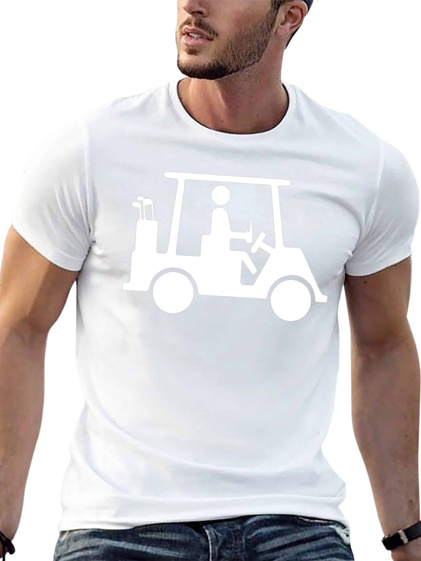 Golf Cart Graphic Tee - Black Cotton T-Shirt