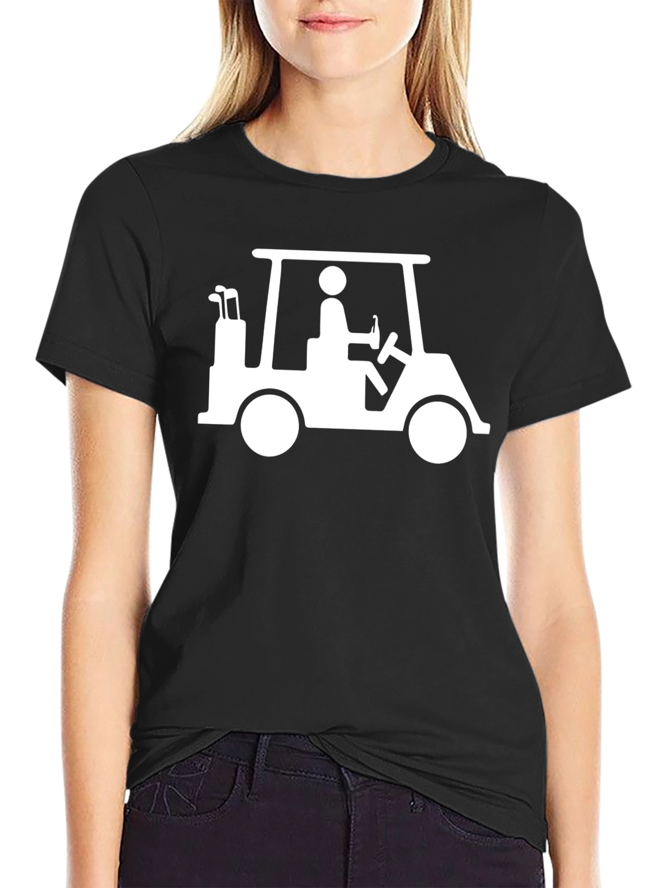Golf Cart Graphic Tee - Black Cotton T-Shirt