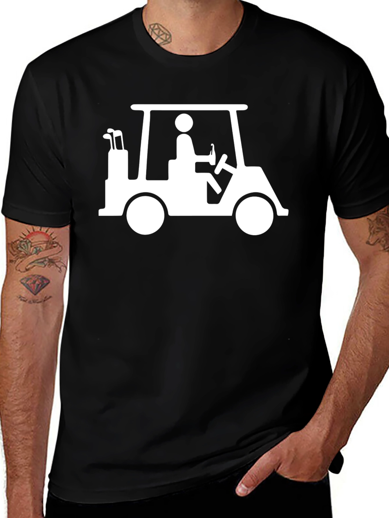 Golf Cart Graphic Tee - Black Cotton T-Shirt