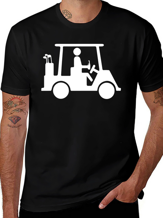 Golf Cart Graphic Tee - Black Cotton T-Shirt