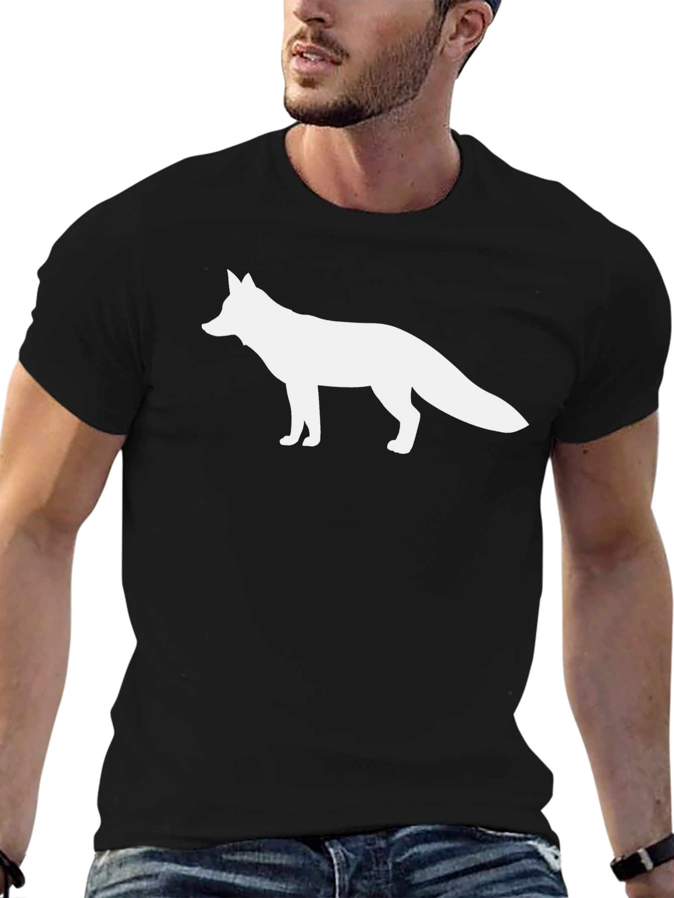 Fox Silhouette Graphic Tee - Black Cotton T-Shirt