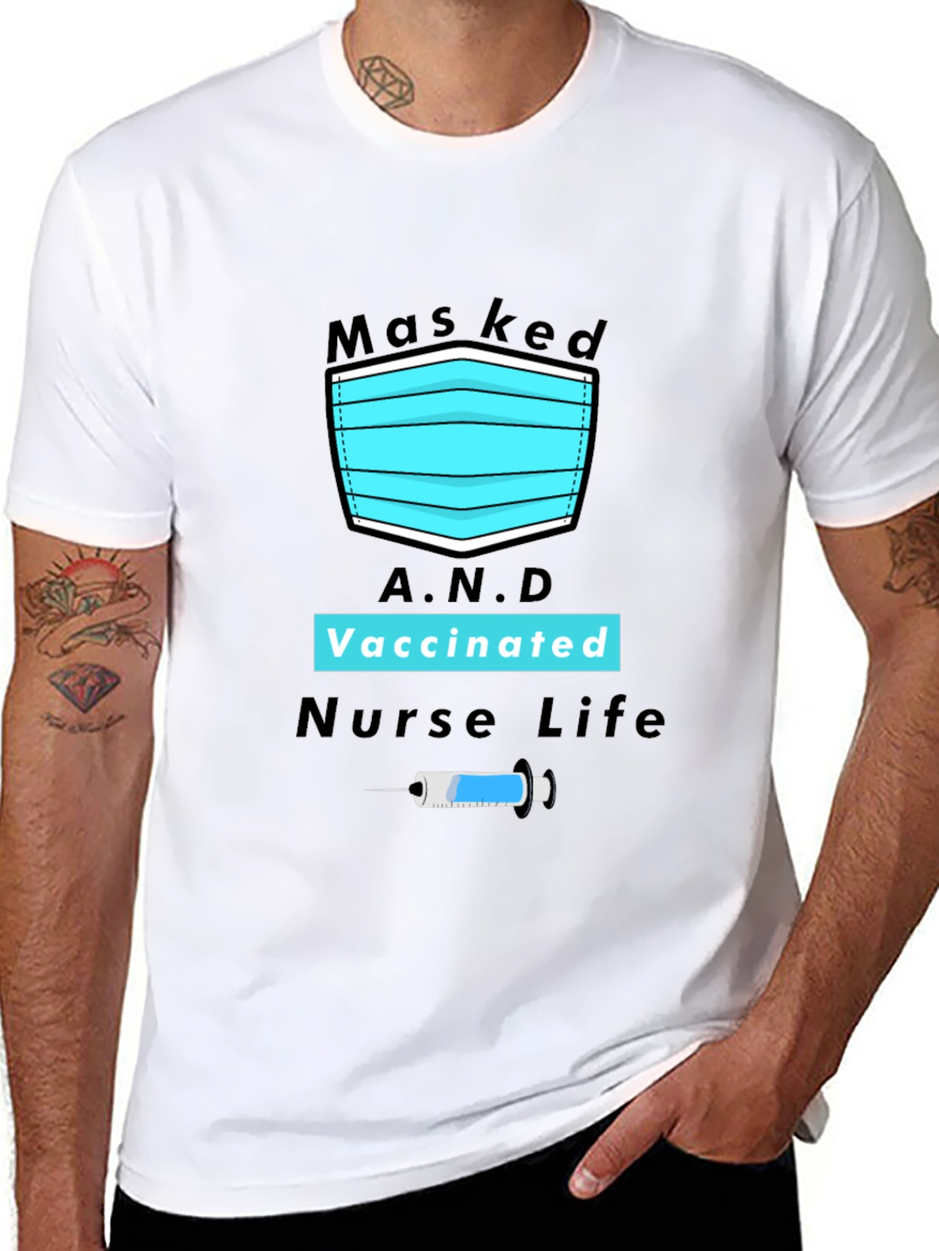 Masked Vaccinated Nurse Life Graphic Tee
