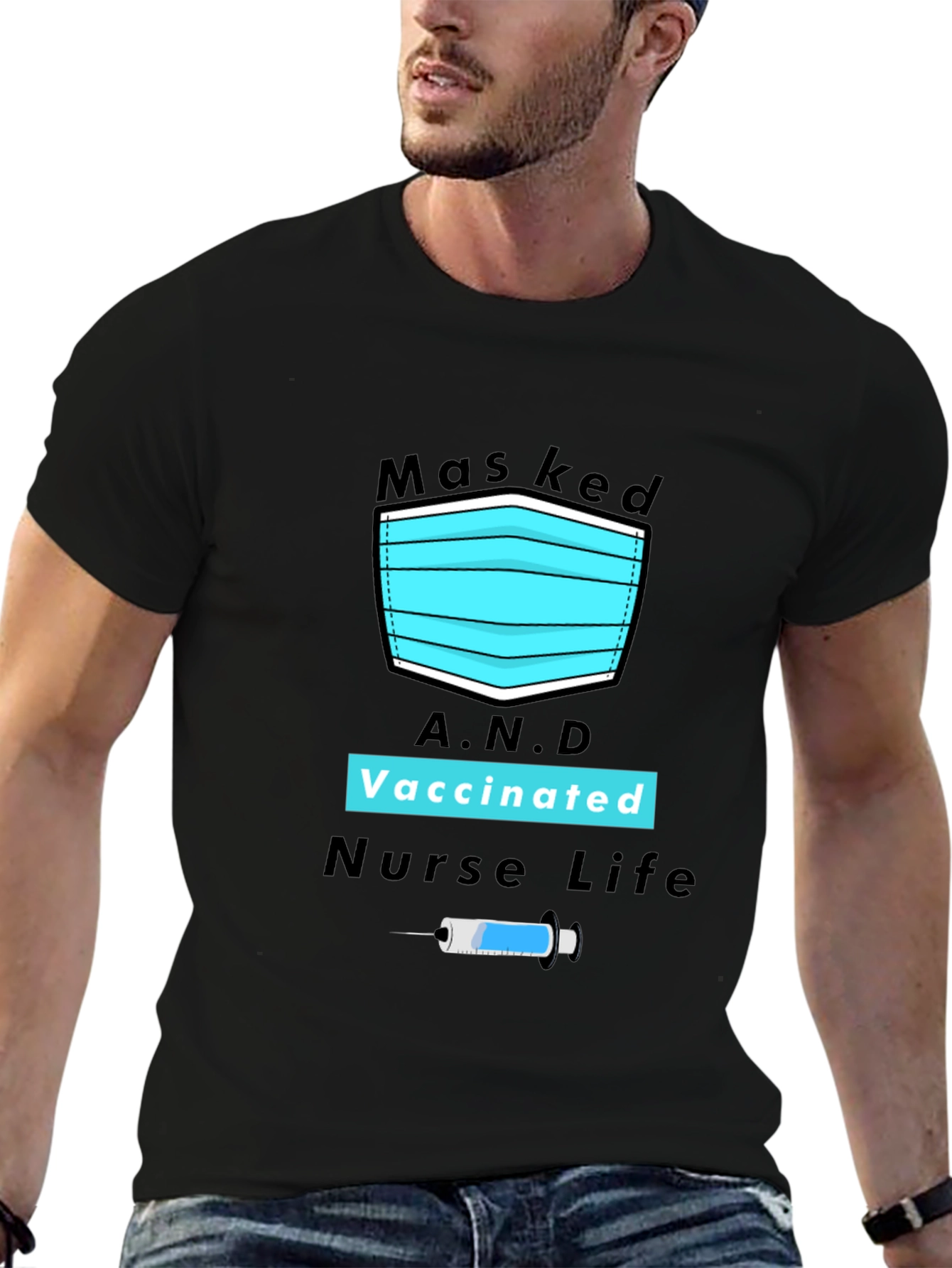 Masked Vaccinated Nurse Life Graphic Tee