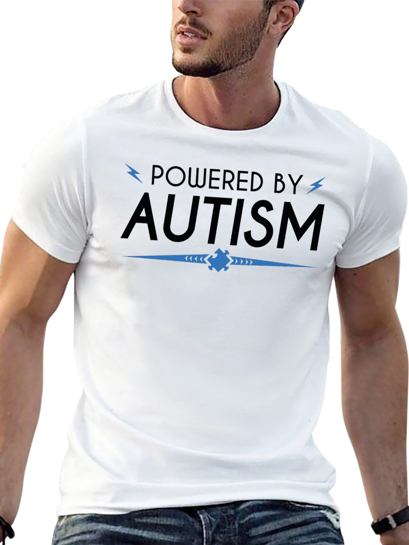 Powered By Autism Awareness Graphic T-Shirt