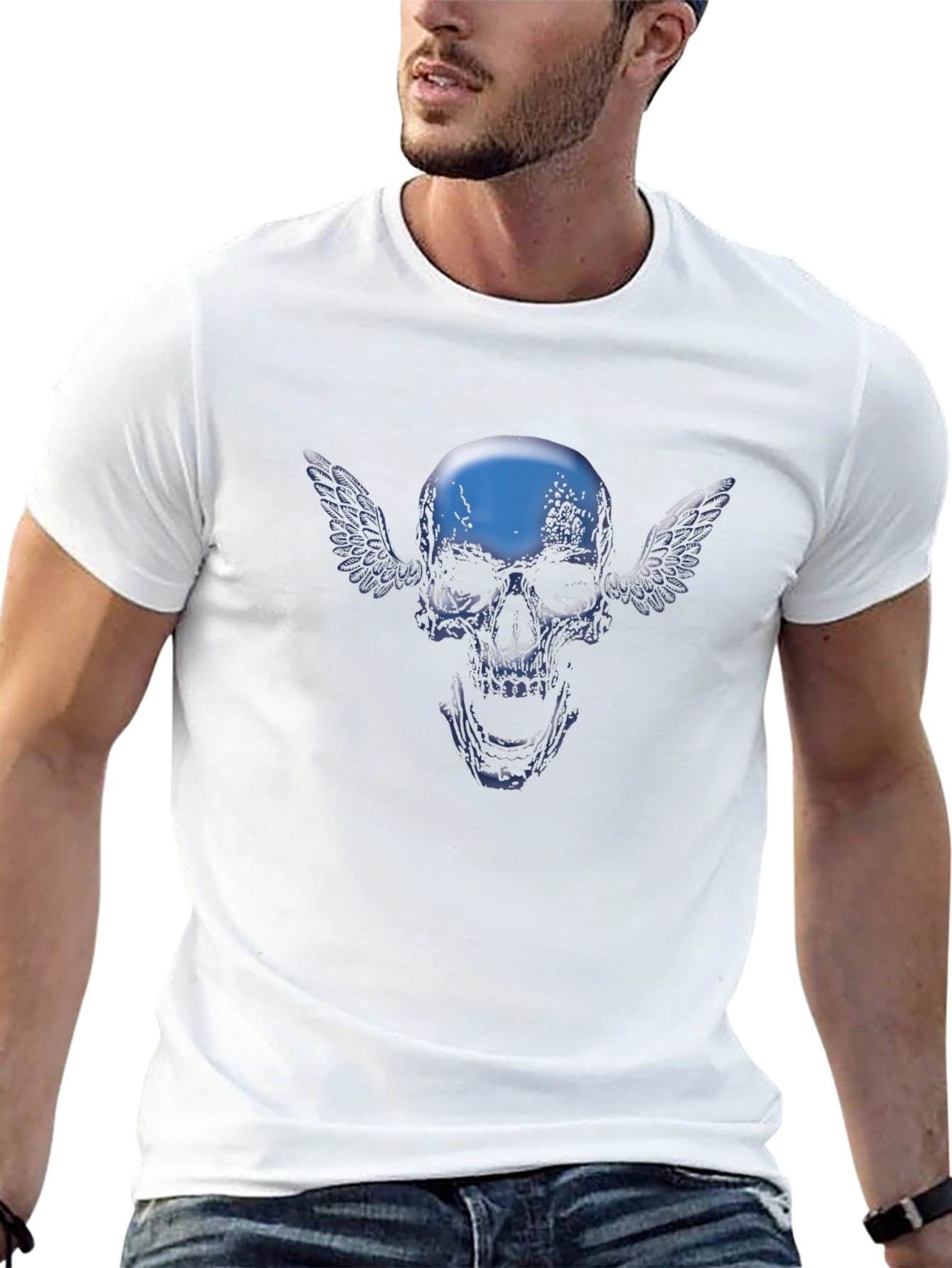 Winged Skull Graphic Tee - Black