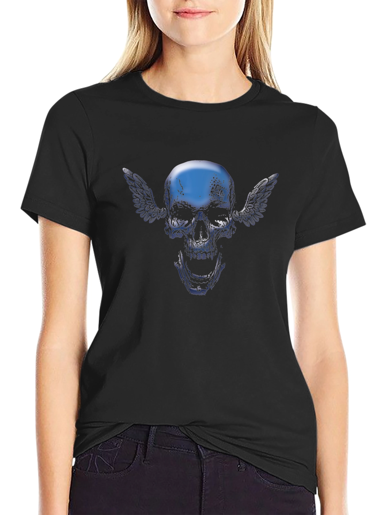 Winged Skull Graphic Tee - Black