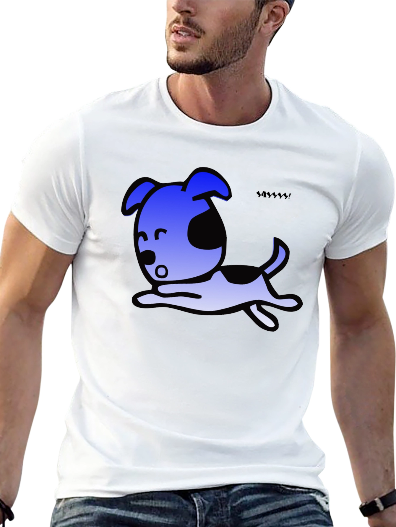 Cartoon Dog Graphic Black T-Shirt