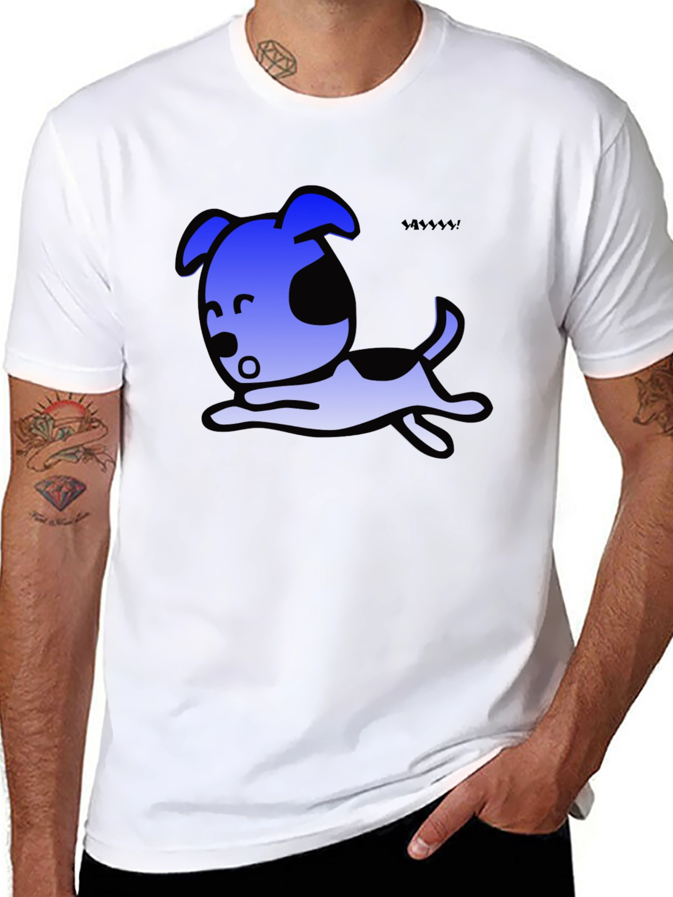 Cartoon Dog Graphic Black T-Shirt