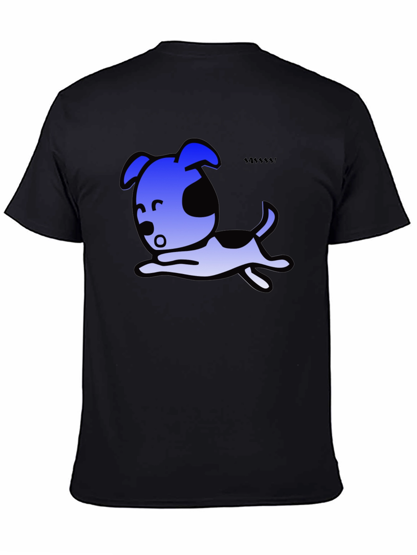 Cartoon Dog Graphic Black T-Shirt