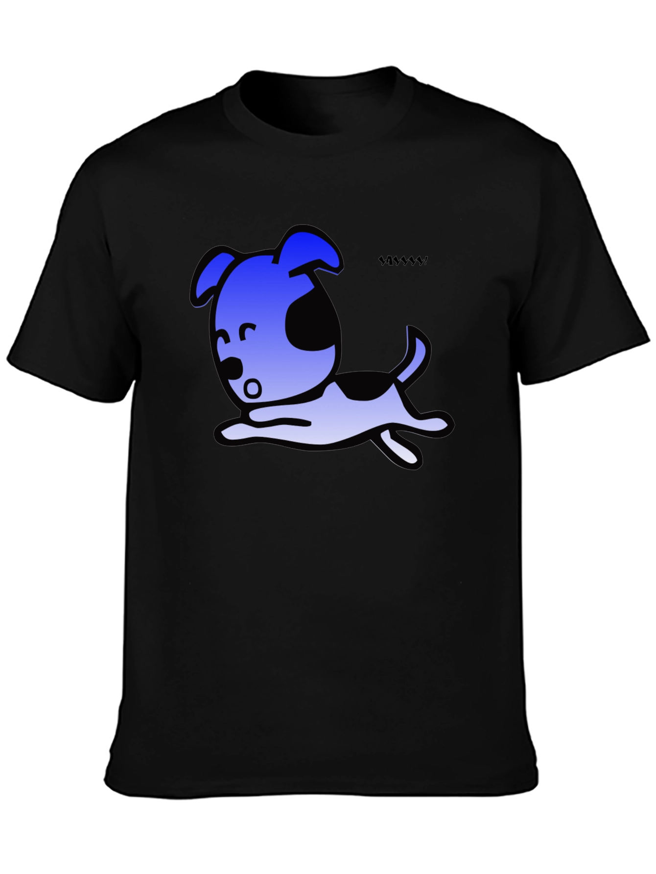 Cartoon Dog Graphic Black T-Shirt