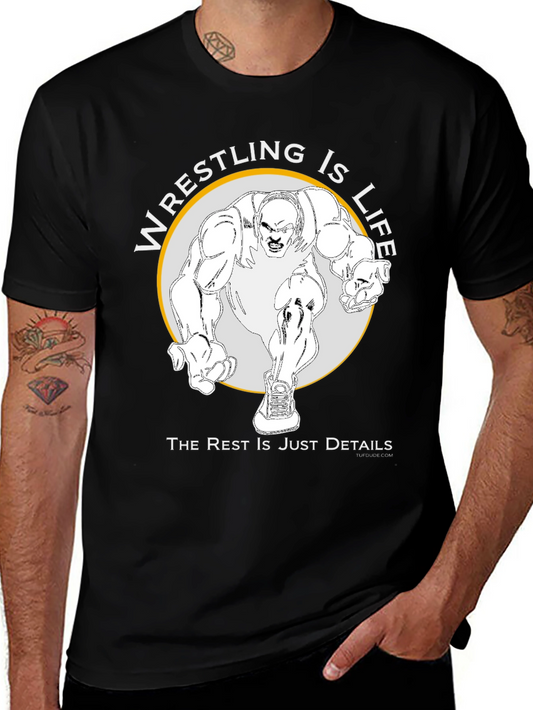 Wrestling Is Life Black Graphic Tee