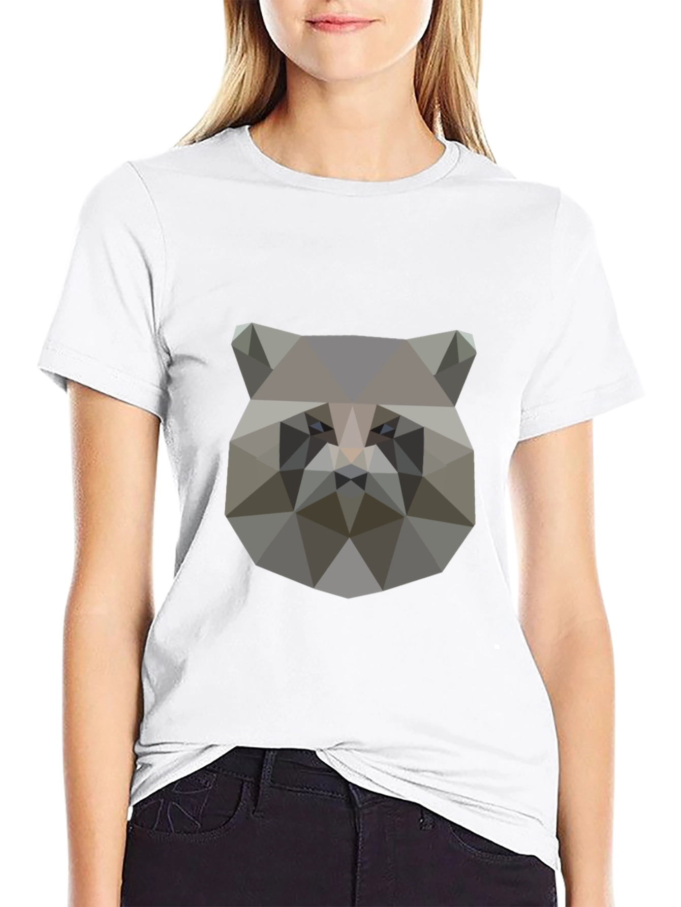Geometric Raccoon Graphic Tee - Modern Style