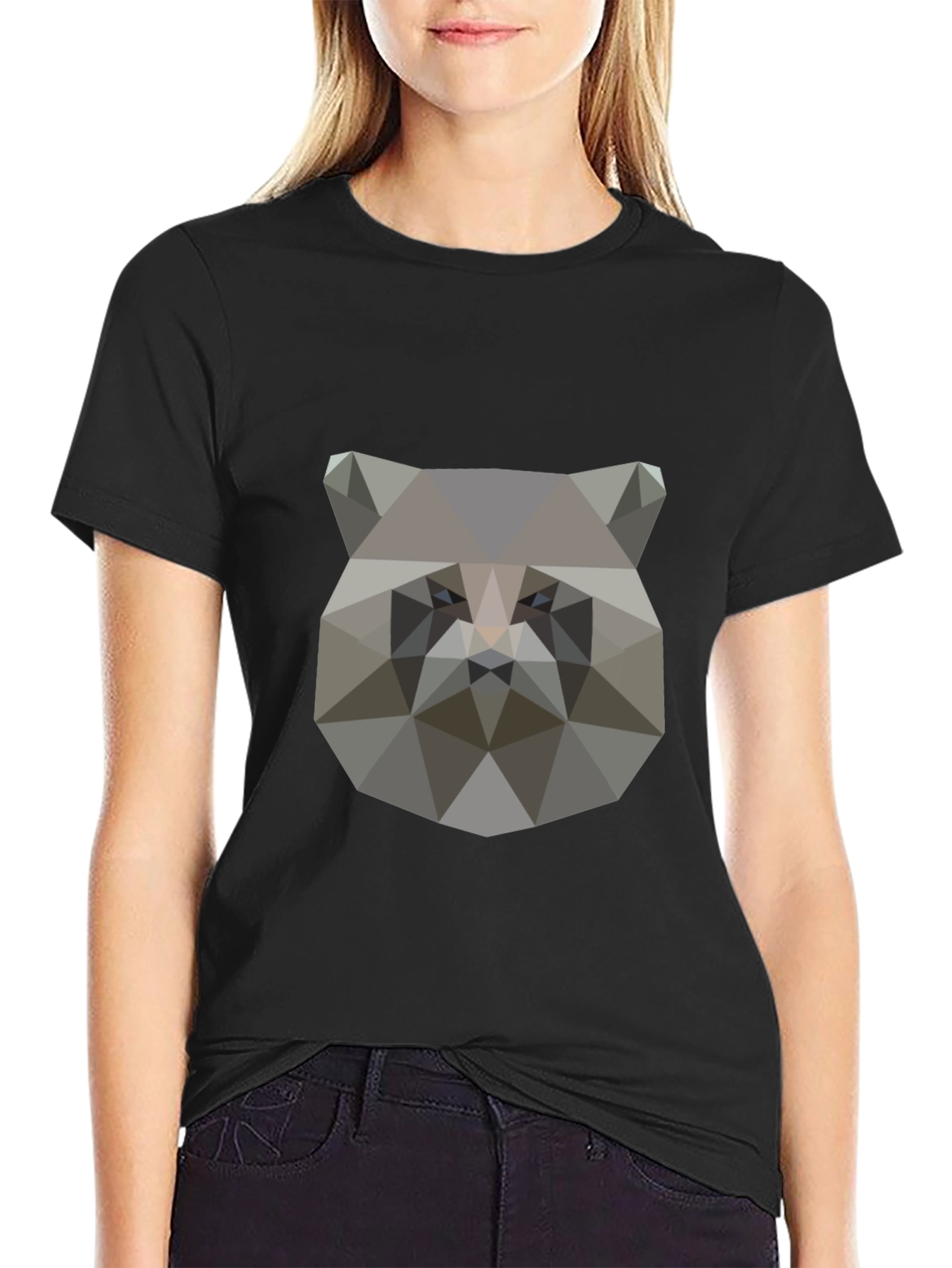 Geometric Raccoon Graphic Tee - Modern Style