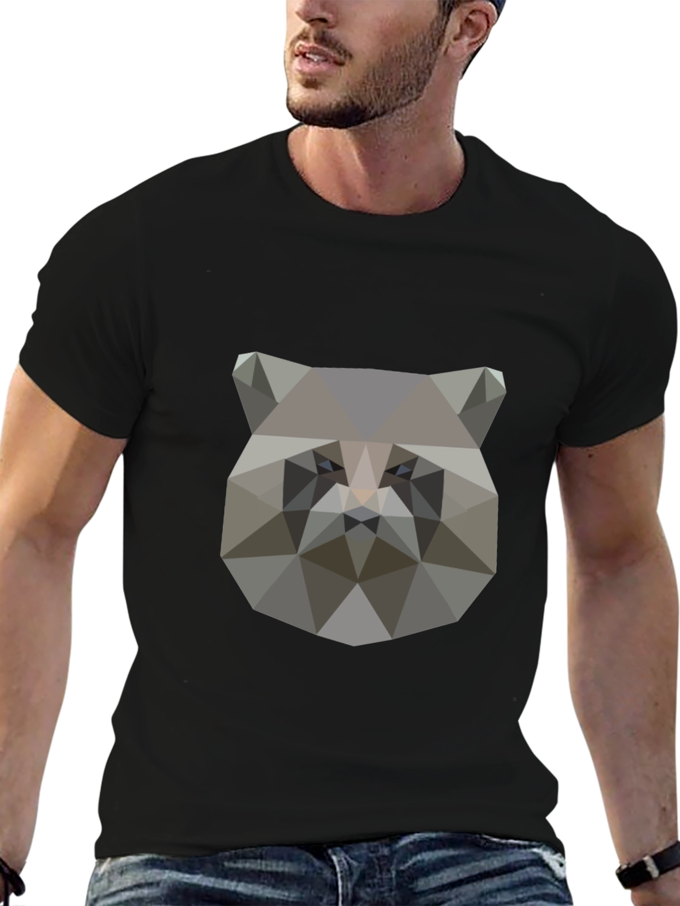 Geometric Raccoon Graphic Tee - Modern Style