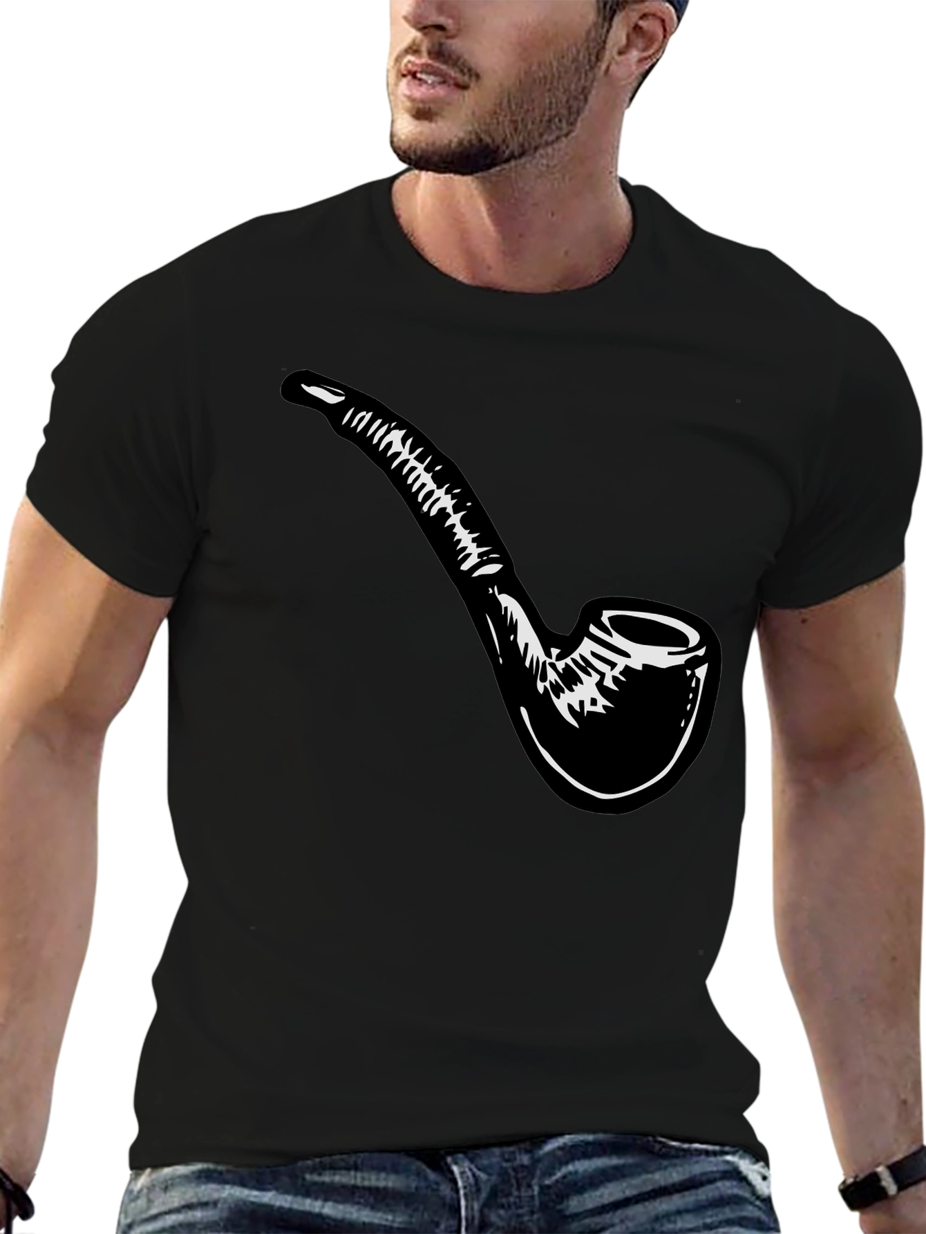 Smoking Pipe T-Shirt - Classic Black Cotton Tee