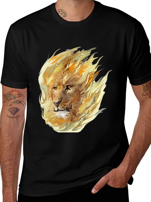 Fiery Lion Graphic Tee - Bold Style
