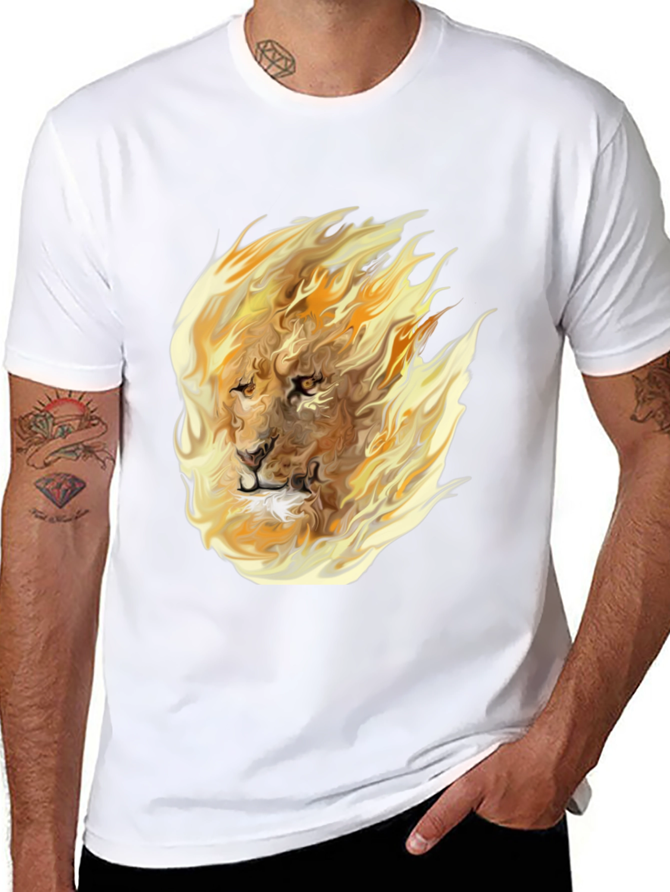 Fiery Lion Graphic Tee - Bold Style