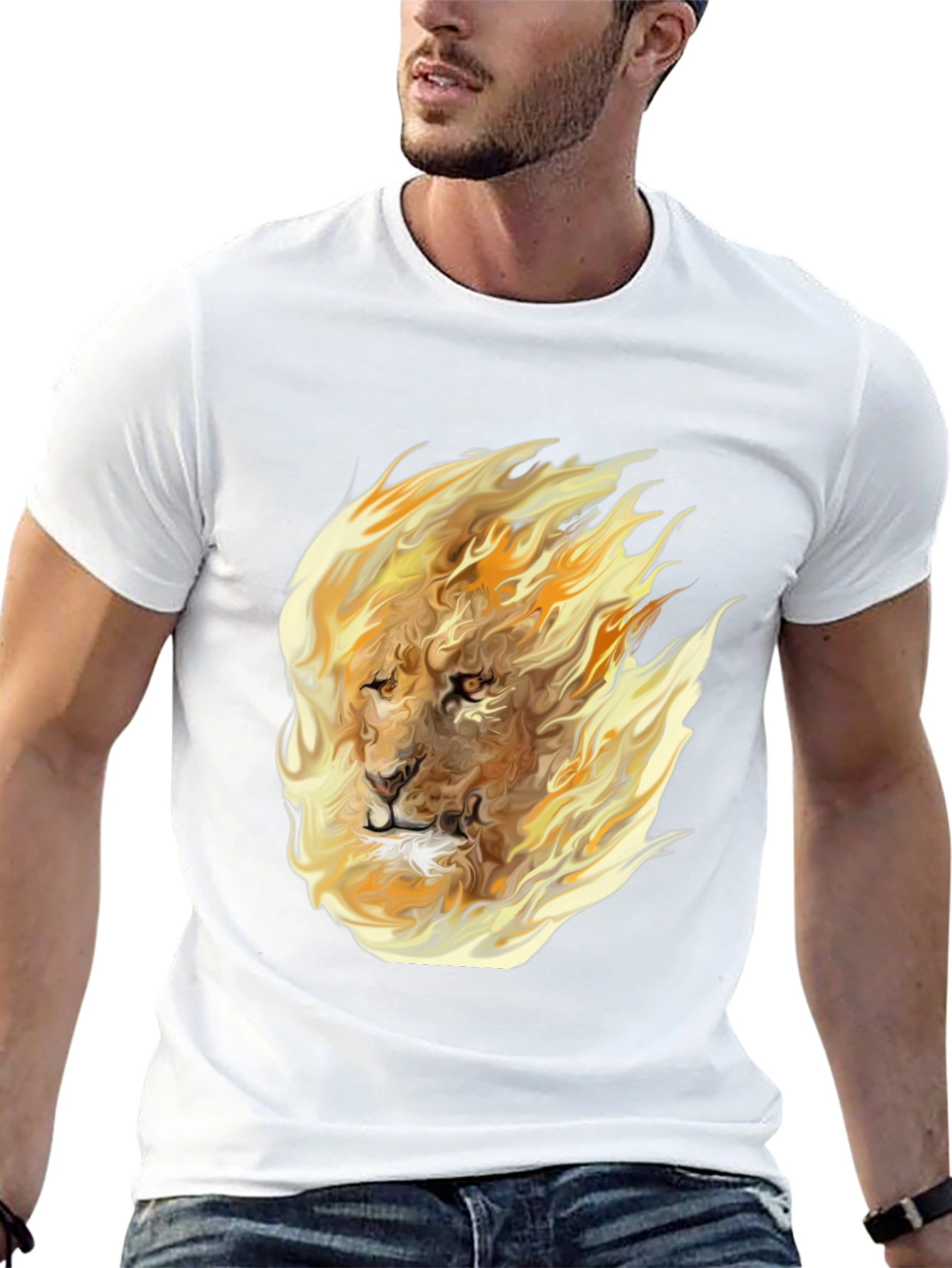 Fiery Lion Graphic Tee - Bold Style