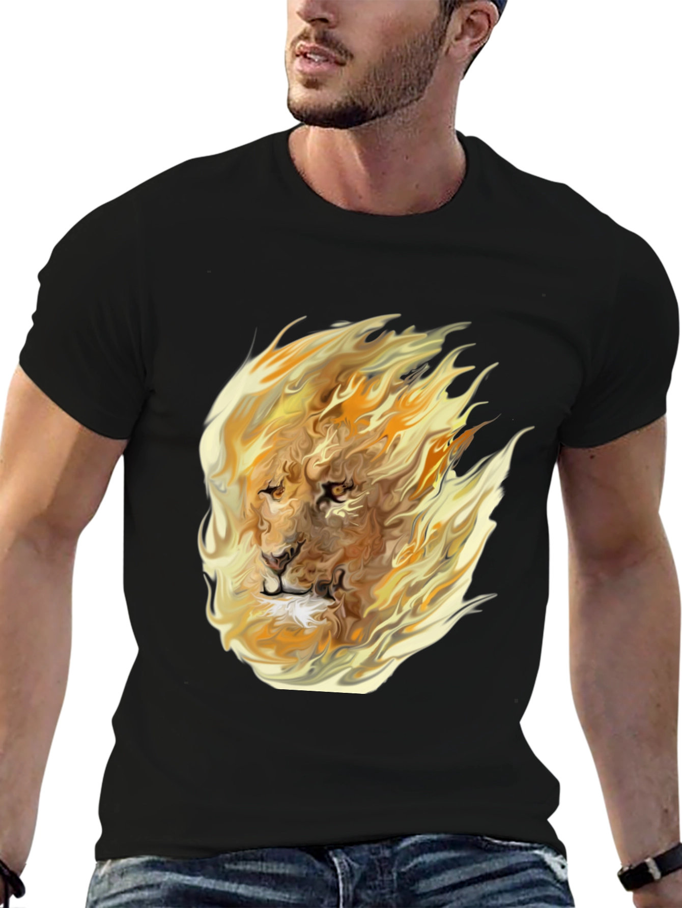 Fiery Lion Graphic Tee - Bold Style