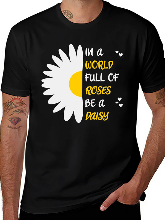 Be a Daisy T-Shirt - Black Cotton Blend