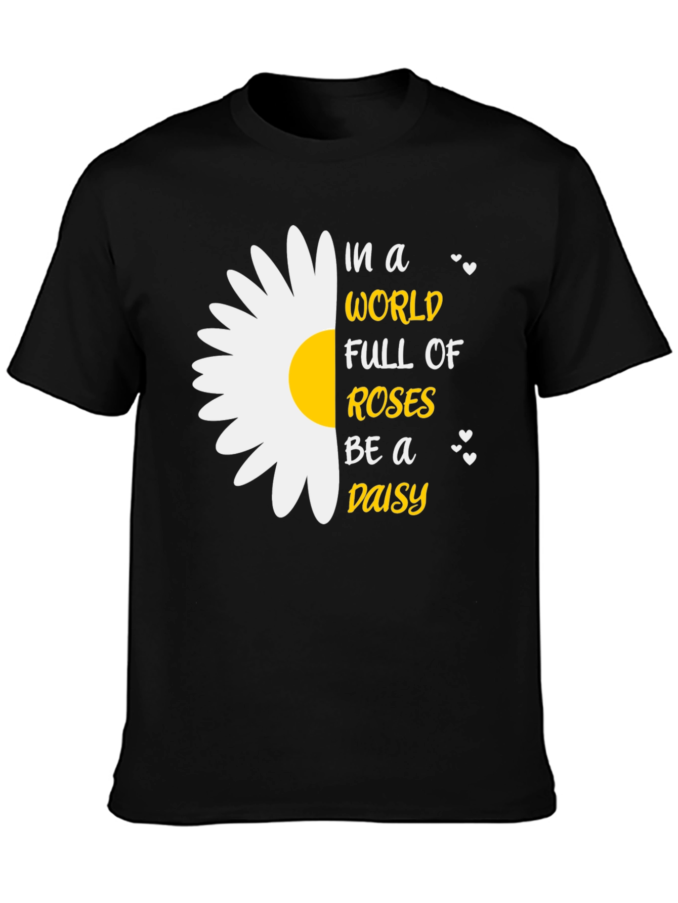 Be a Daisy T-Shirt - Black Cotton Blend