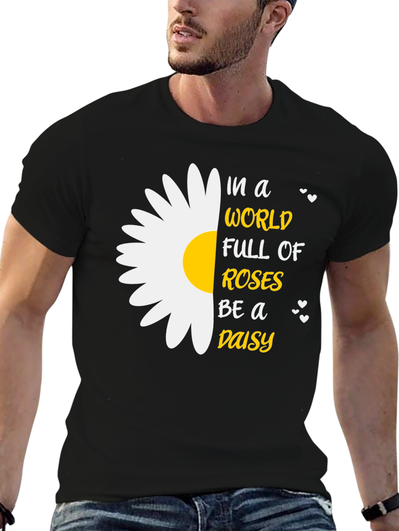 Be a Daisy T-Shirt - Black Cotton Blend