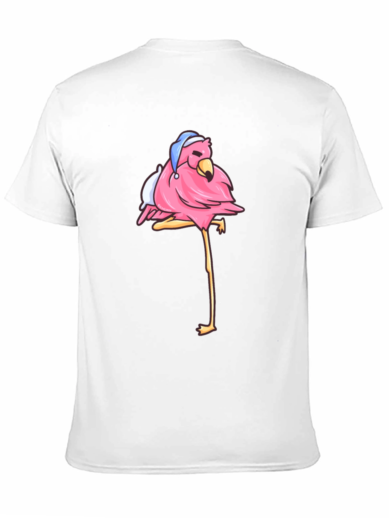 Flamingo Black T-Shirt with Sleepy Bird Design