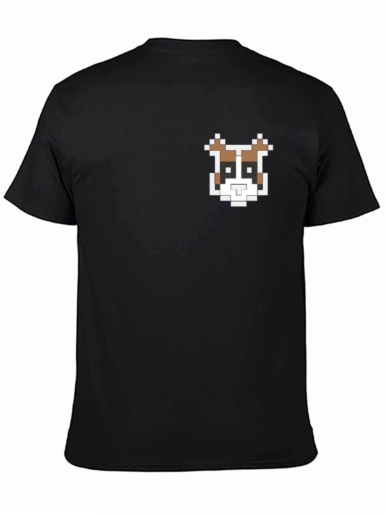 Pixel Art Dog Graphic T-Shirt - Casual Black Tee