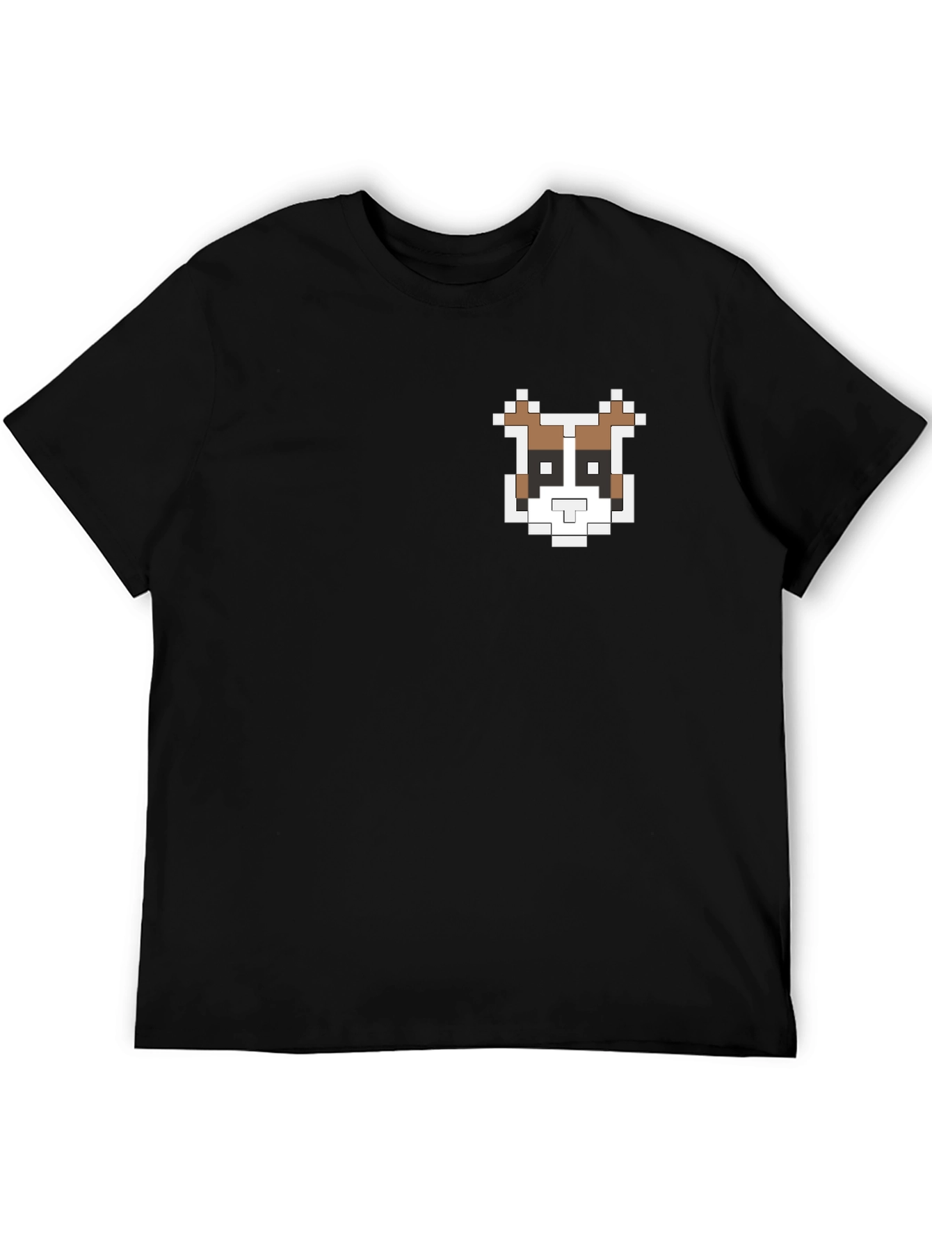 Pixel Art Dog Graphic T-Shirt - Casual Black Tee