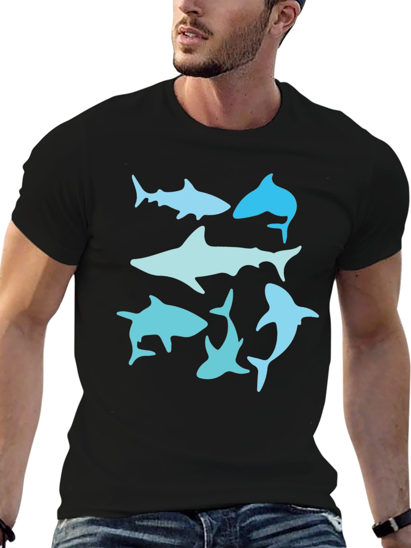 Shark Graphic Tee - Black Casual Shirt