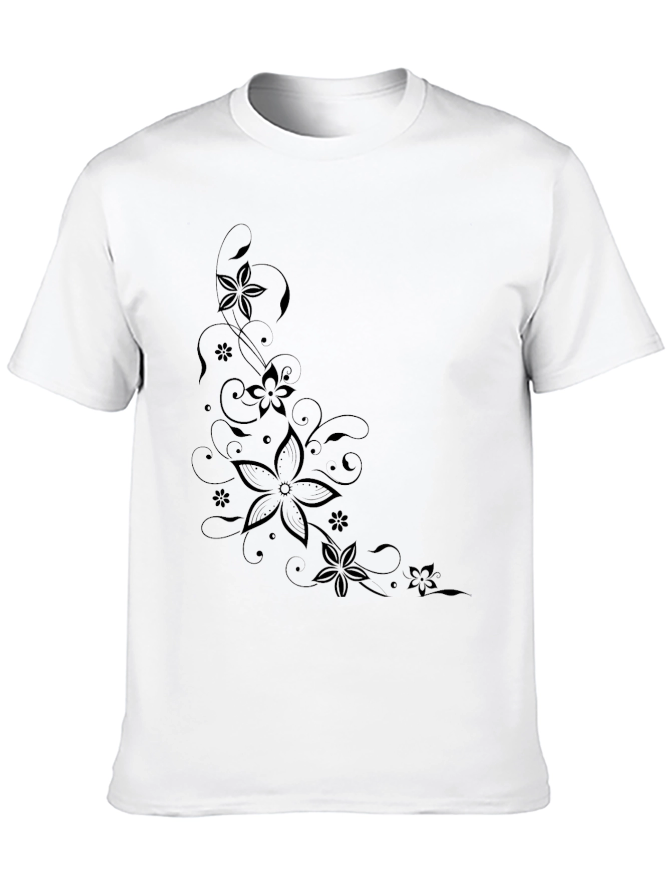 Floral Print Black T-Shirt | Modern Style
