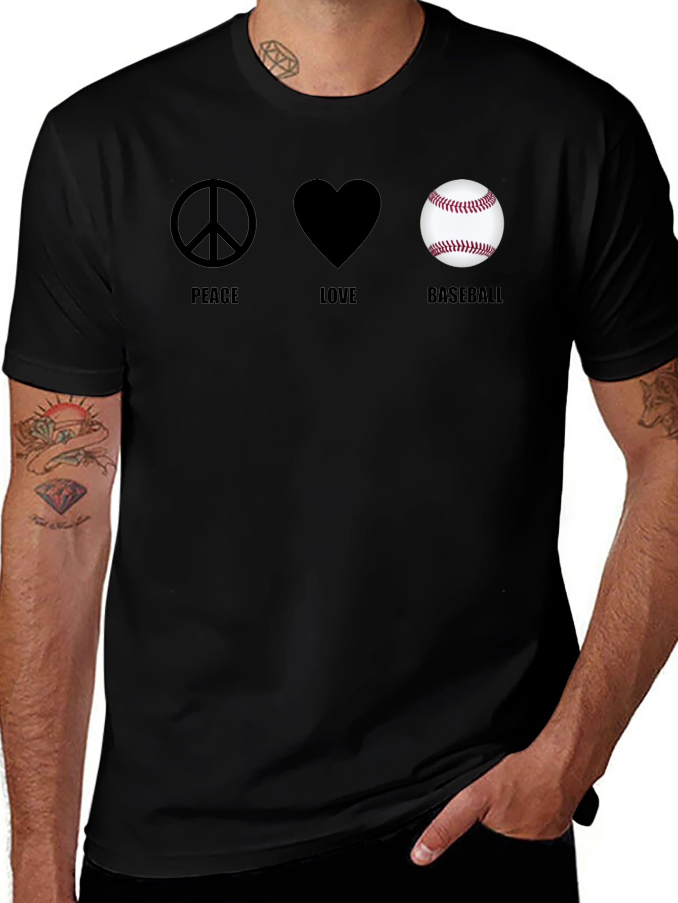 Peace Love Baseball Graphic T-Shirt