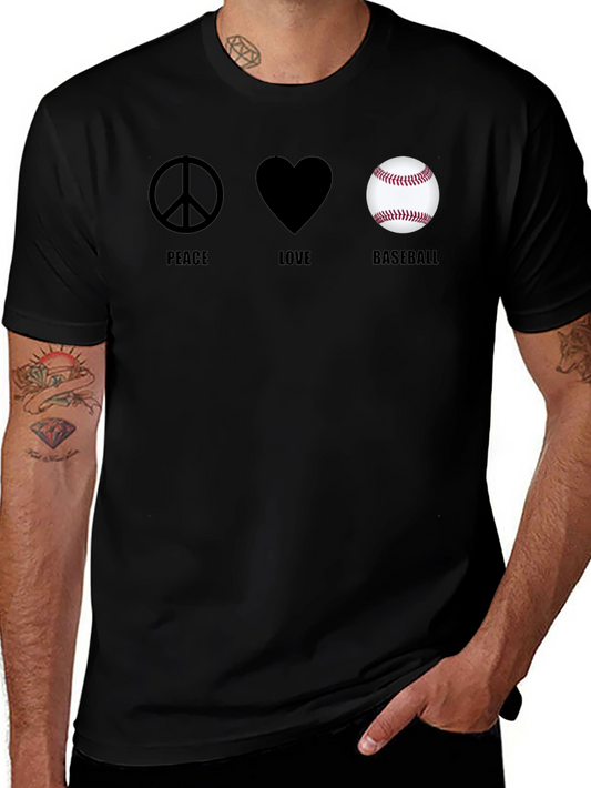 Peace Love Baseball Graphic T-Shirt