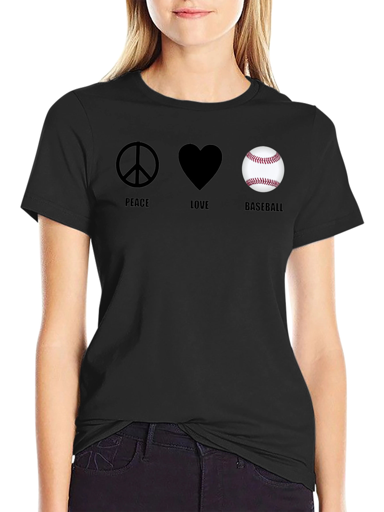 Peace Love Baseball Graphic T-Shirt