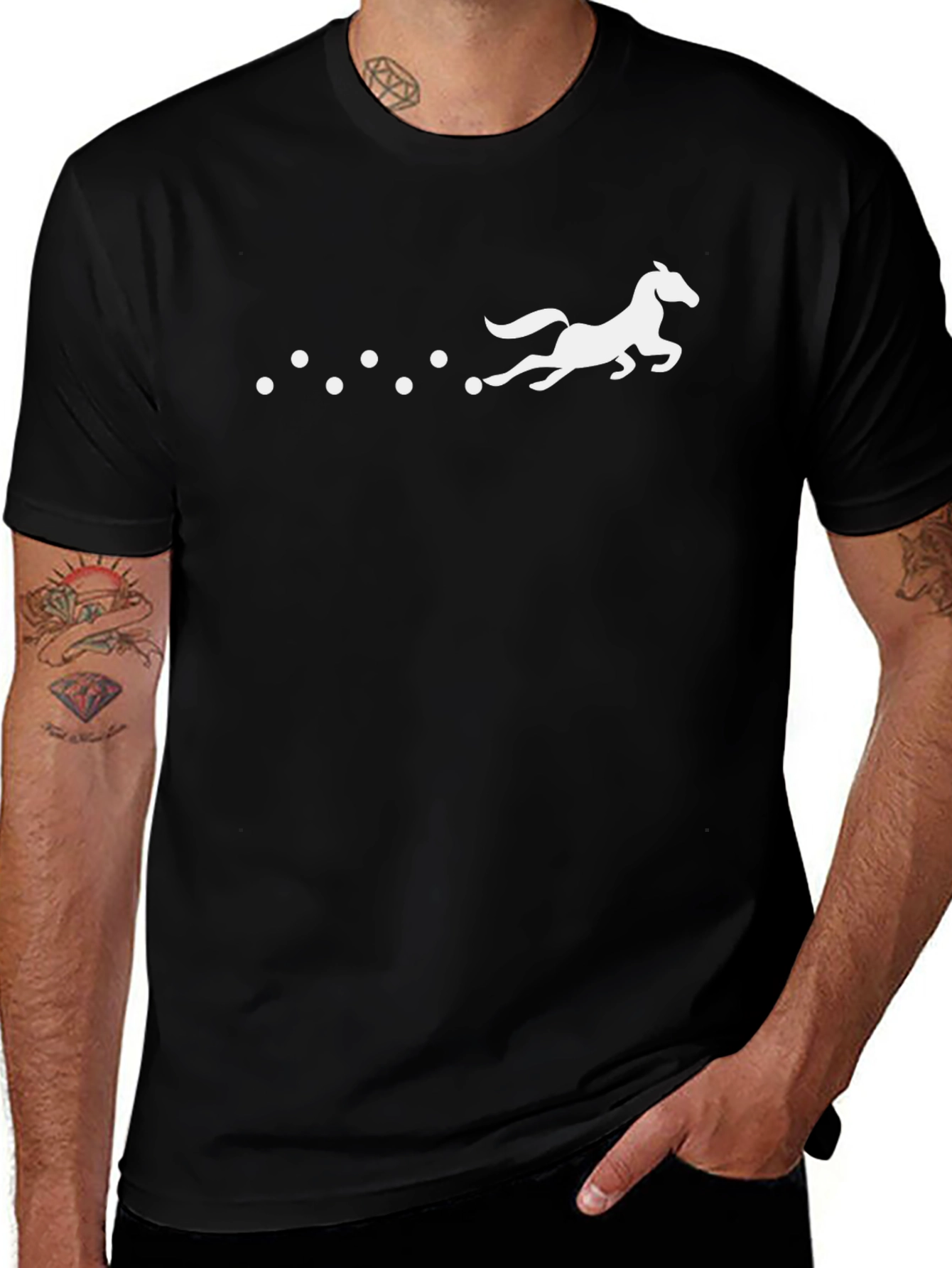 Horse Silhouette Graphic Tee - Black