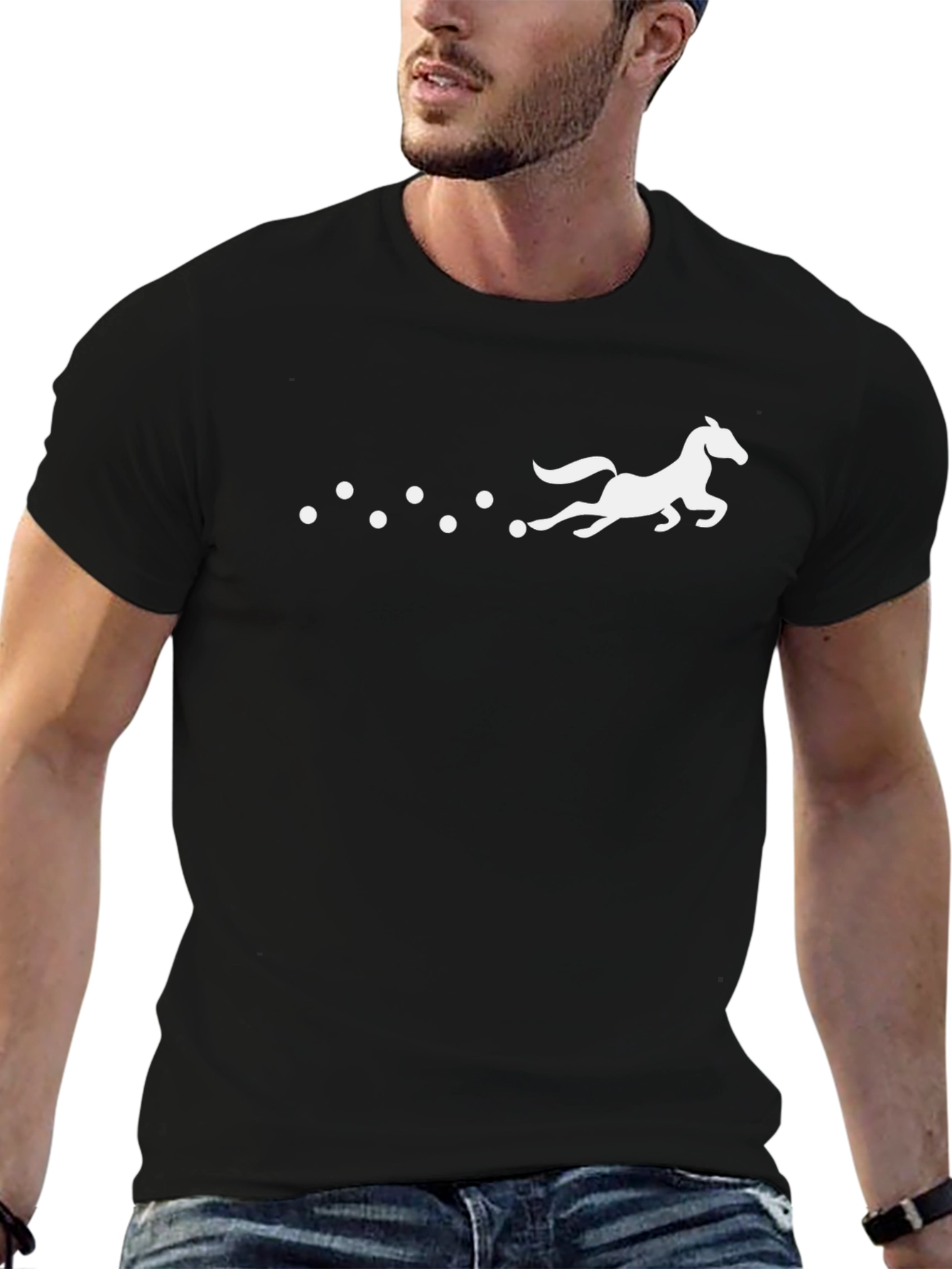 Horse Silhouette Graphic Tee - Black