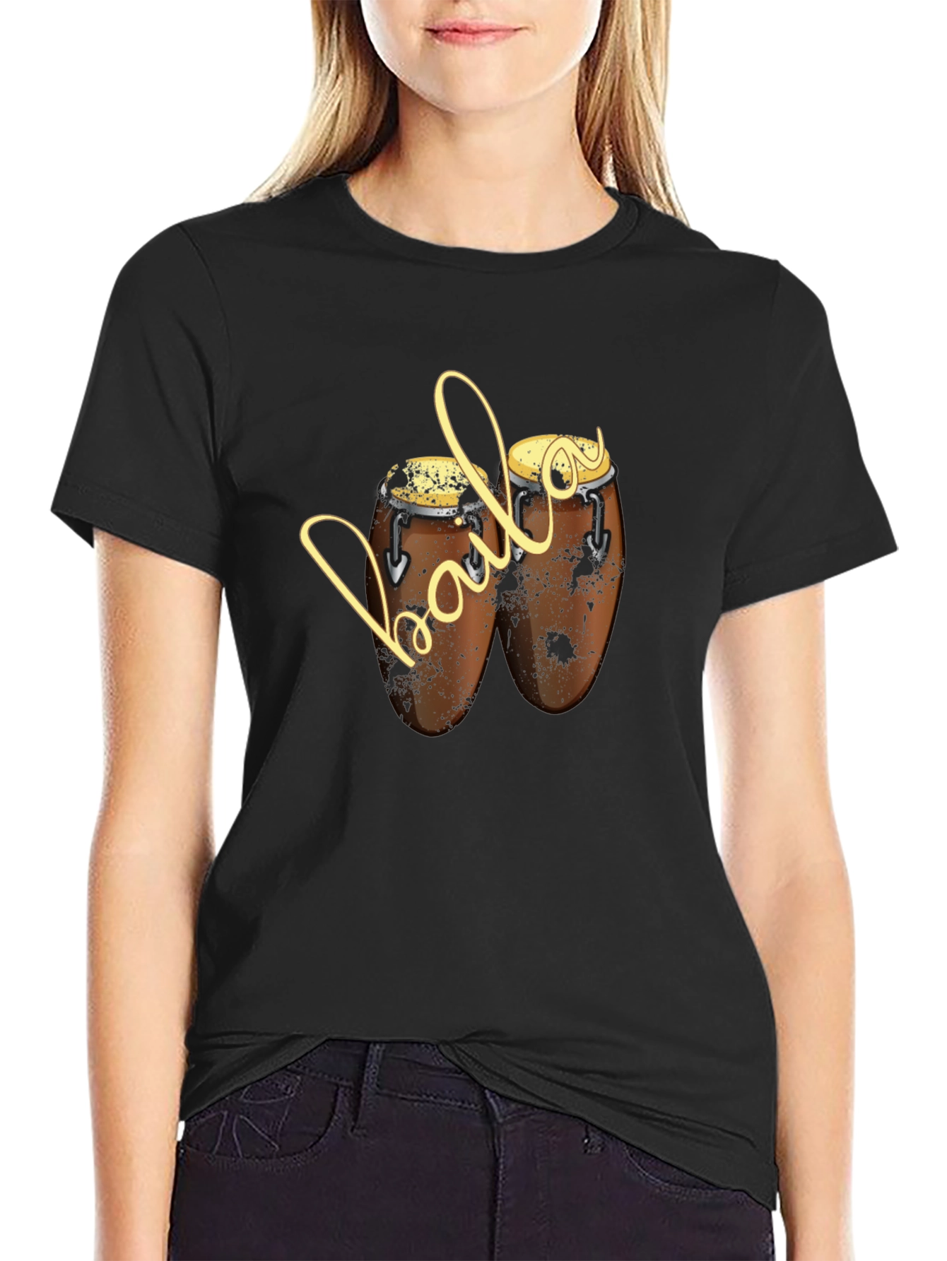 Baila Conga Drum T-Shirt - Black
