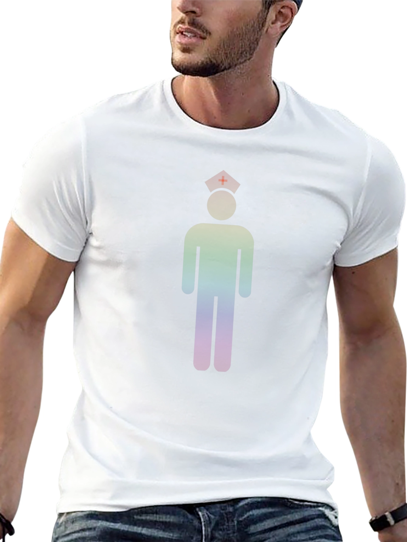 Rainbow Nurse Icon Black T-Shirt