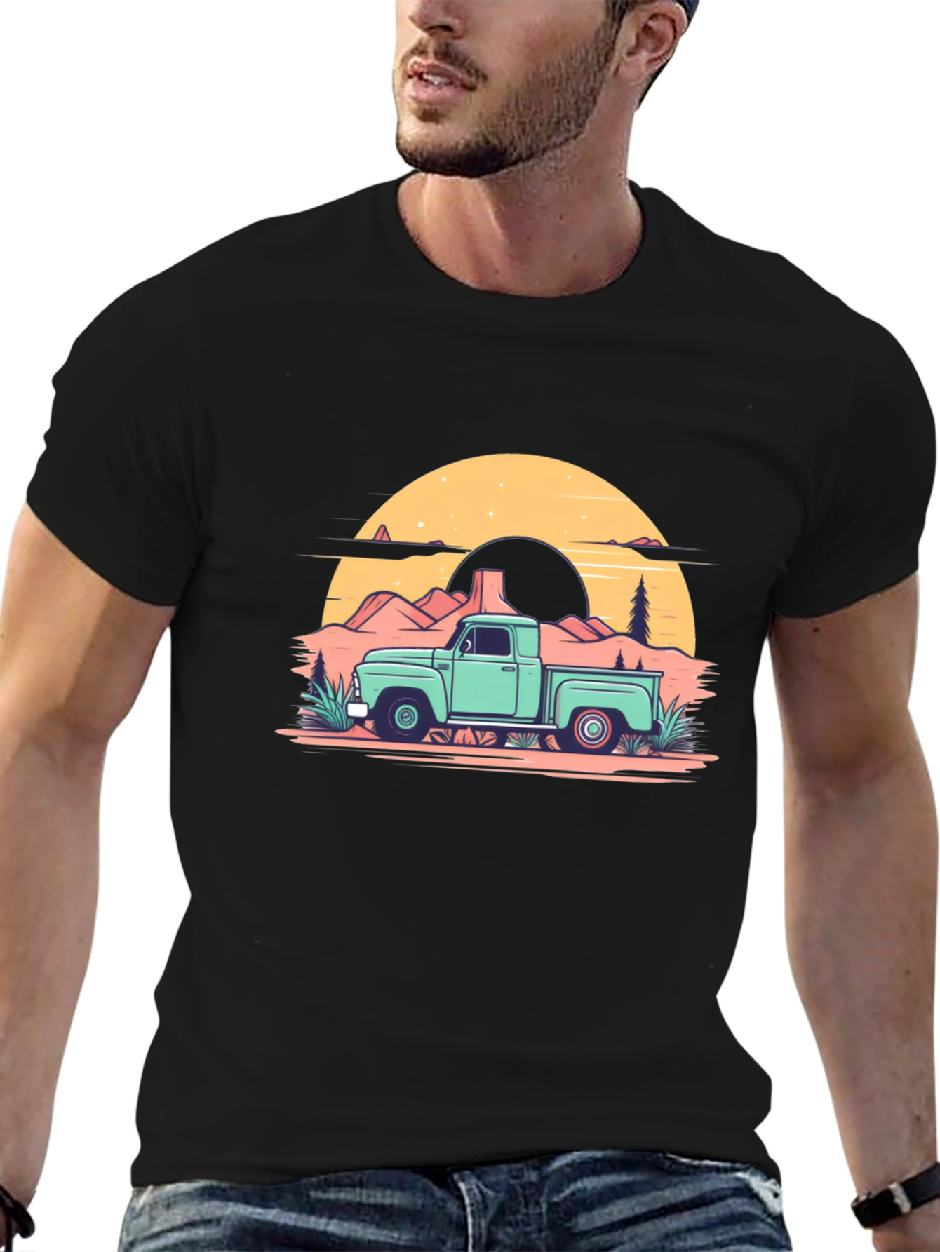Retro Truck Graphic Tee - Black