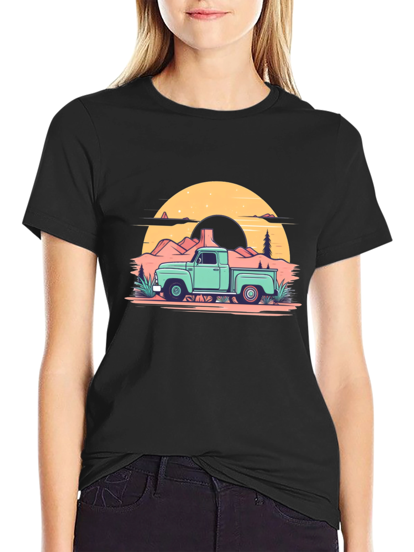Retro Truck Graphic Tee - Black