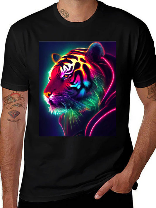 Neon Tiger Graphic Tee - Bold Black Shirt